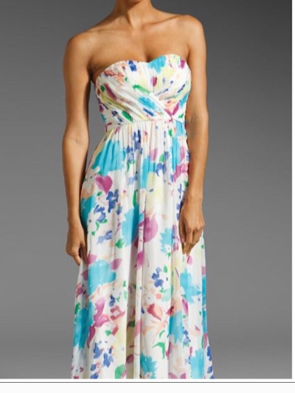 YUMI KIM Strapless Giselle Silk Maxi Floral Dress size Medium